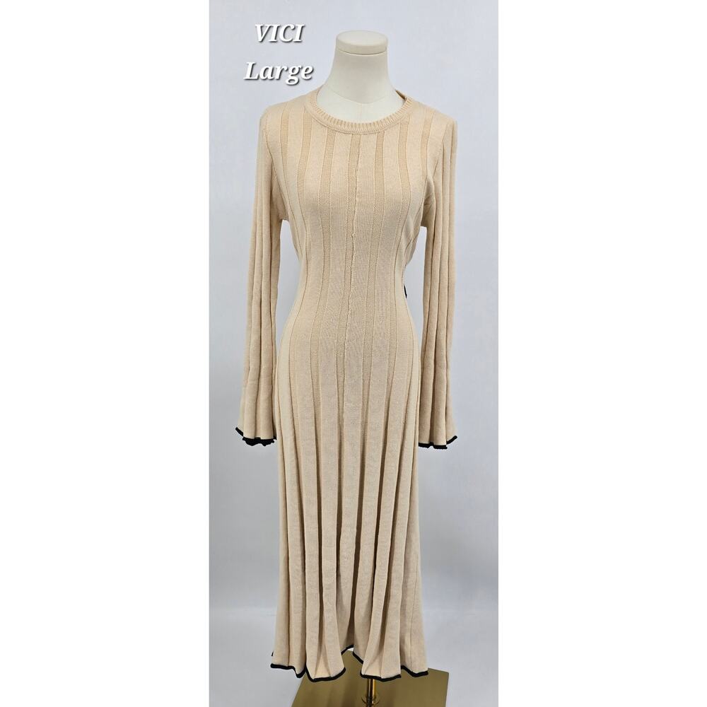 VICI Your Moment Bell Sleeve Midi Sweater Dress‎ Balletcore Romantic Minimalist